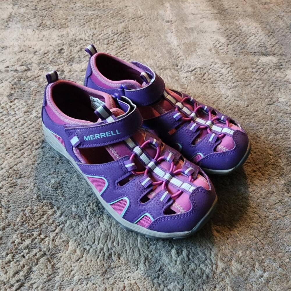 Merrell Hydro H2O Size 4 Sandals Girls Kids Closed Toe Purple Pink Hook & Loop